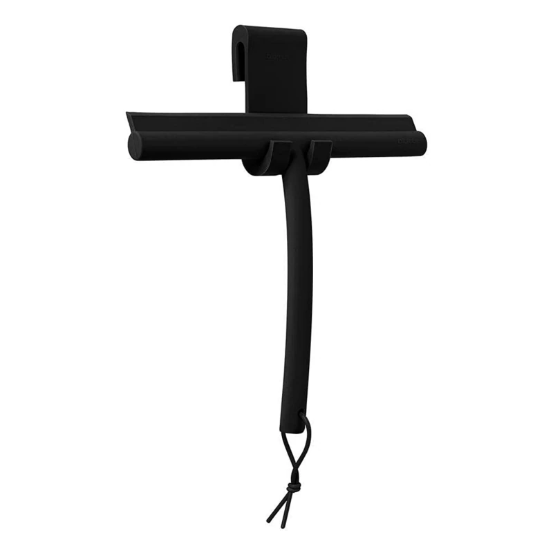 blomus VIPO Shower Squeegee with Holder, 24 cm Wide, Silicone Squeegee for Shower, Bathroom, Window Squeegee, Windscreen Squeegee, Black