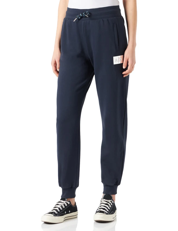 Armani Exchange Women's Adjustable Drawstrings, Logo, Front Pockets Sweatpants, Blueberry, XS