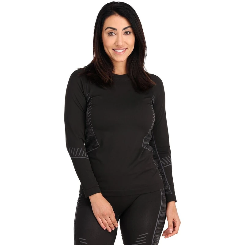 Spyder Women's Momentum Crew Neck Base Layer Top T-Shirt, Black, M-L - Image 1