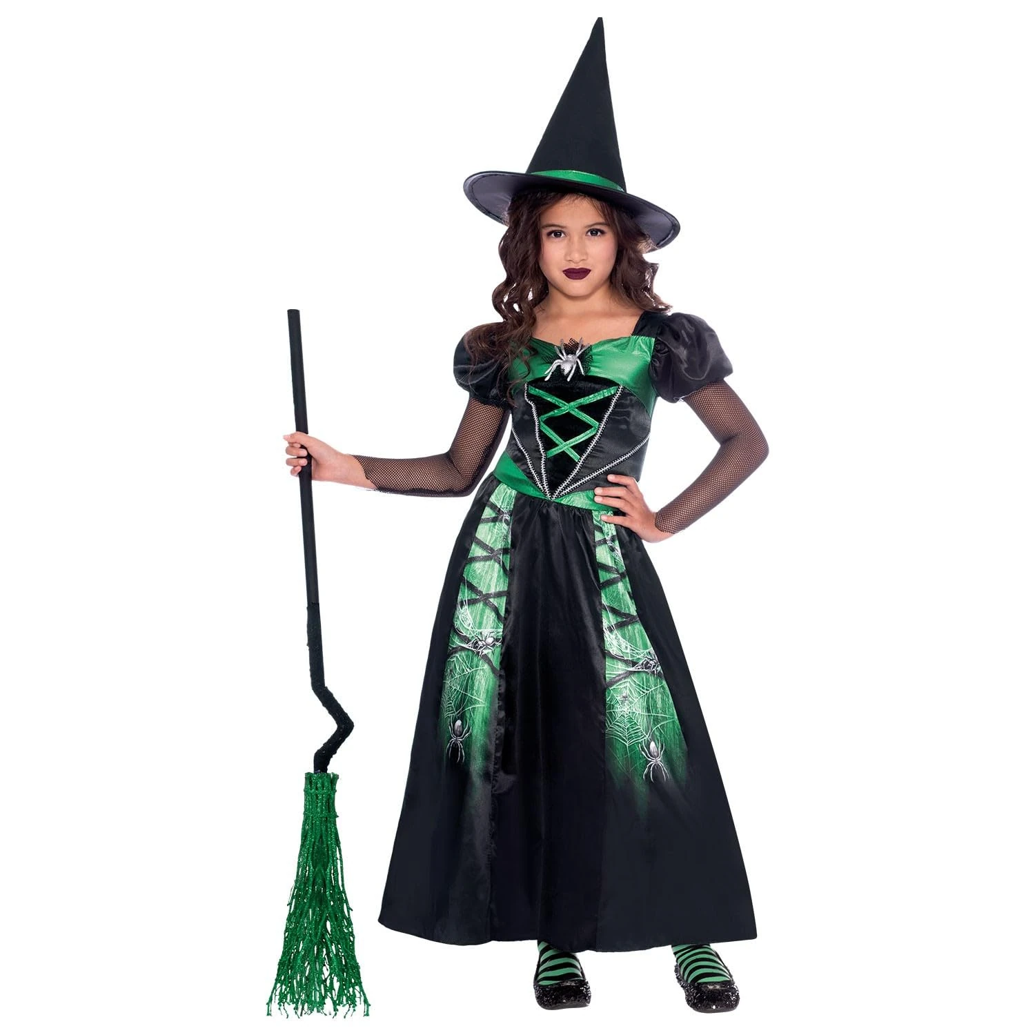 amscan (PKT) (9911971) Child Girls Spider Witch Costume (8-10yr)