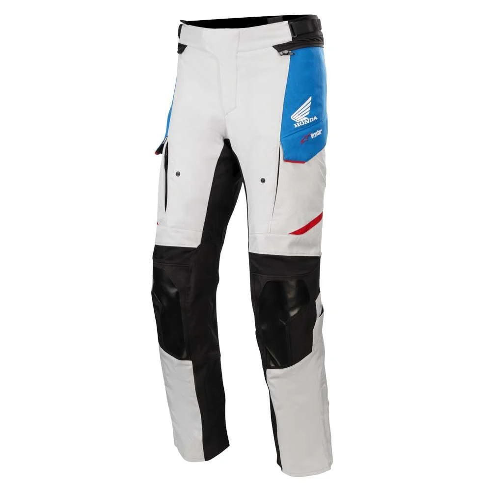Alpinestars Honda Andes V3 Drystar Mens Motorbike Pants - Ice Gray Blue Bright Red 36 inch