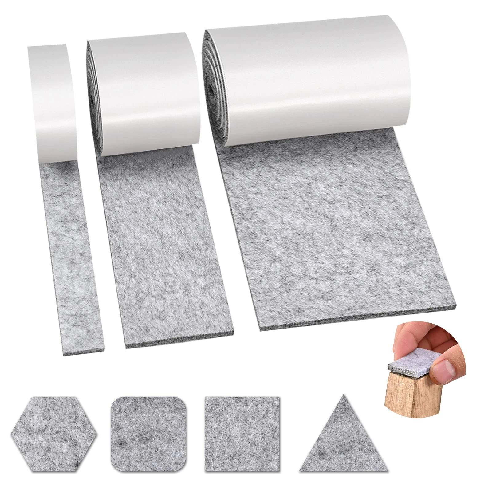 Furniture Pads Floor Protectors,3 Rolls Felt Pads for Furniture Feet Self Adhesive Pads Anti-Slip Chair Leg Floor Protectors Pads Furniture Felt Pads for Table Chair Bed Sofa Legs(Grey)