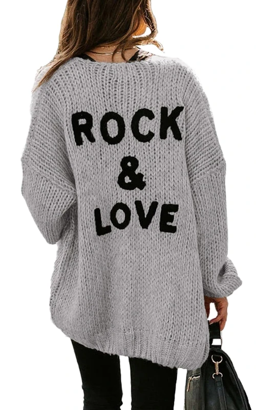 PRETTYGARDEN Women's Long Sleeve Open Front Knit Cardigans Sweaters Soft Loose Draped Coat Outerwear, Grey, XL