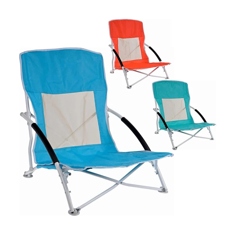 Folding Metal Beach Chair 60 x 55 x 64 cm Assorted Colours - Image 1