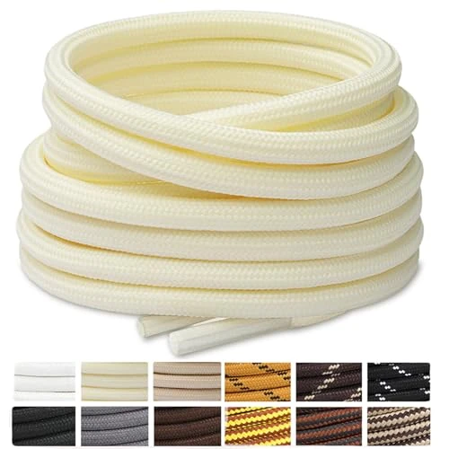 Stepace Round Shoelaces [2 Pairs] Heavy Duty Boot Shoe Laces for Hiking Work Boots