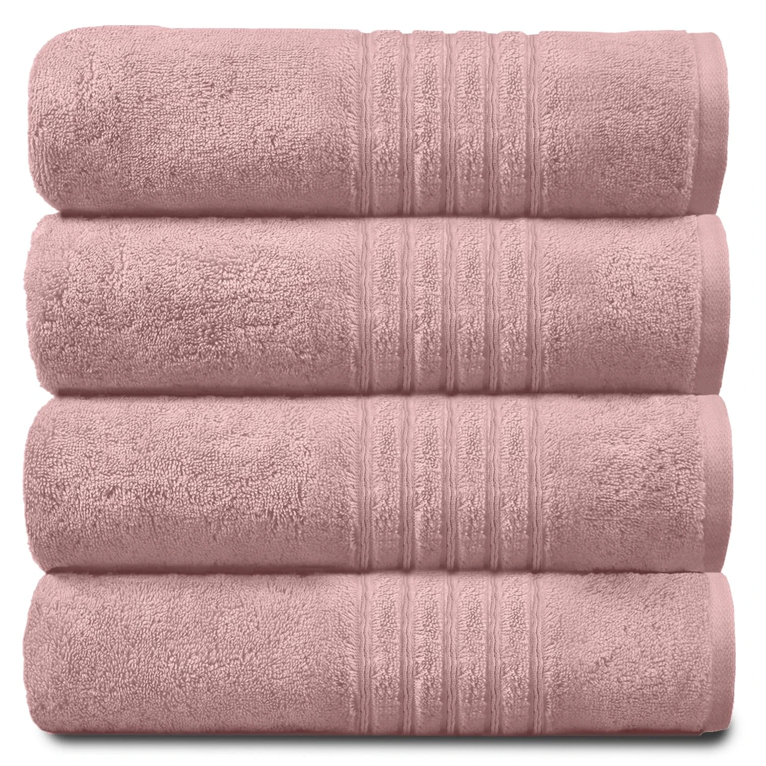 GC GAVENO CAVAILIA New Hampton Pack of 4 Bath Towel Set, 100% Ringspun Cotton, Extra Absorbent 450 GSM Luxury Bath Sheets, Blush Pink, 4PK