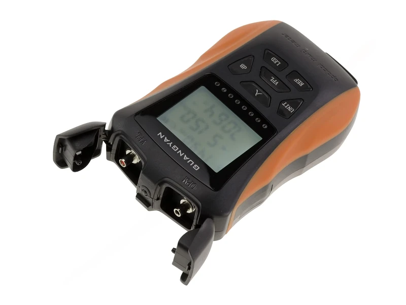 KALEA-INFORMATIQUE Fibre optic tester with power meter and VFL function, and RJ45 Ethernet network cable. Backlit LCD screen, rechargeable battery.