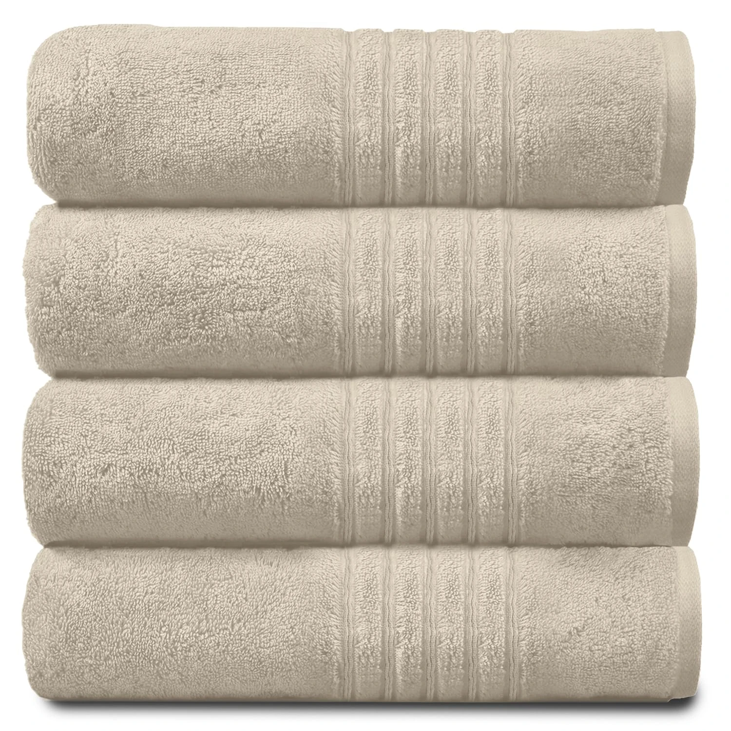 GC GAVENO CAVAILIA New Hampton Pack of 4 Bath Towel Set, 100% Ringspun Cotton, Extra Absorbent 450 GSM Luxury Bath Sheets, Cream, 4PK