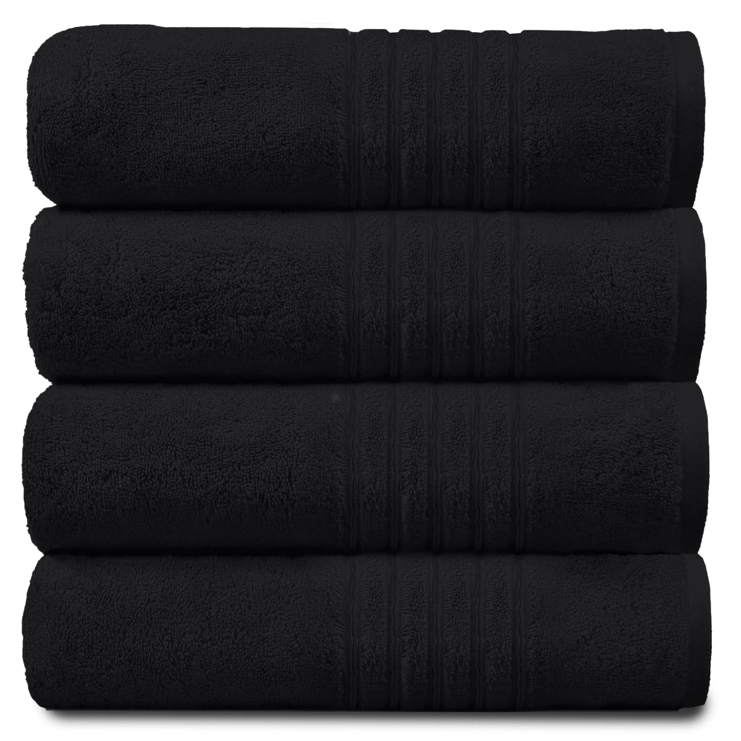 GC GAVENO CAVAILIA New Hampton Pack of 4 Bath Towel Set, 100% Ringspun Cotton, Extra Absorbent 450 GSM Luxury Bath Sheets, Black, 4PK
