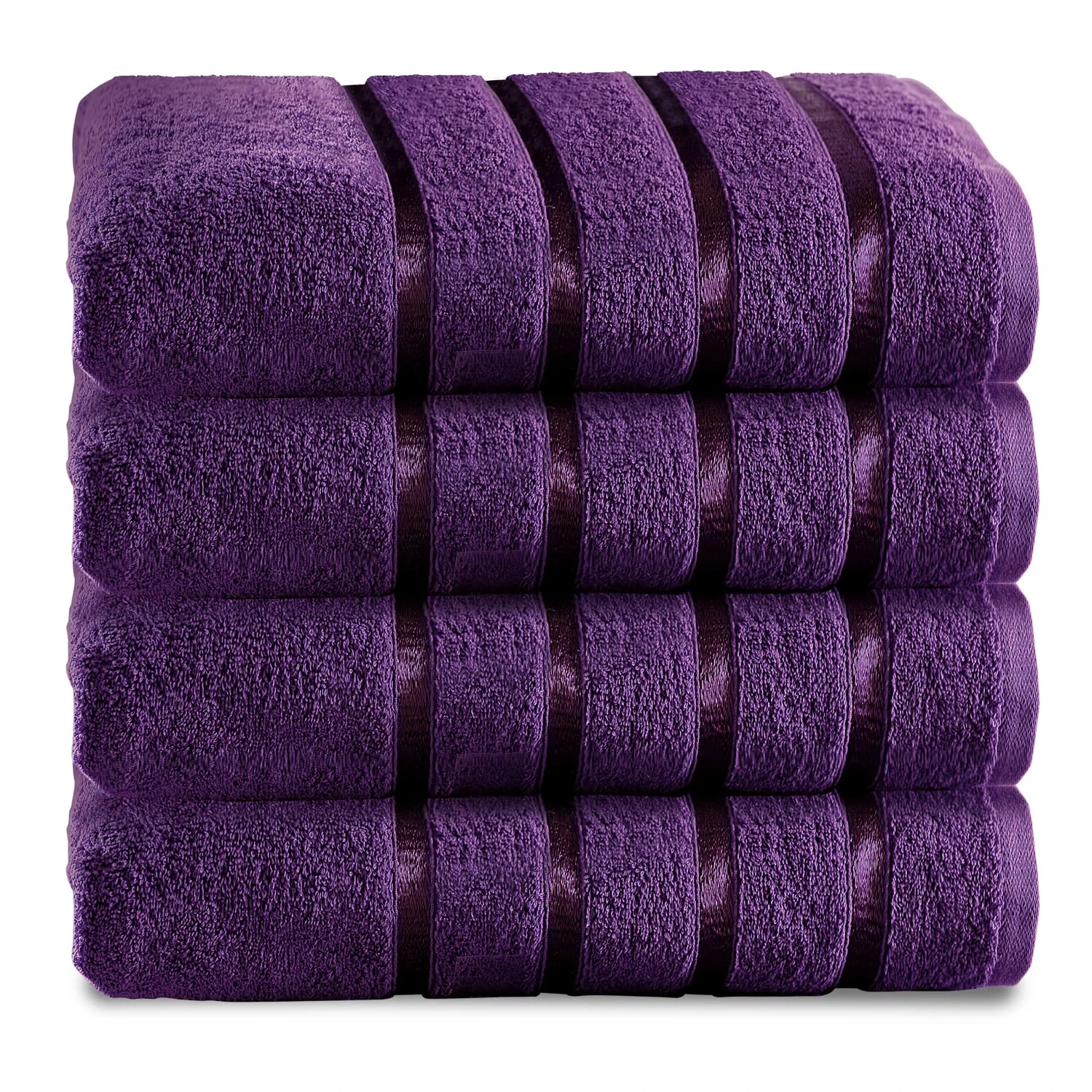 GC GAVENO CAVAILIA Fade Resistant Luxury Towels, Extra Absorbent 100% Ringspun Egyptian Cotton 500 GSM Bathroom Set, Aubergine, 4PK