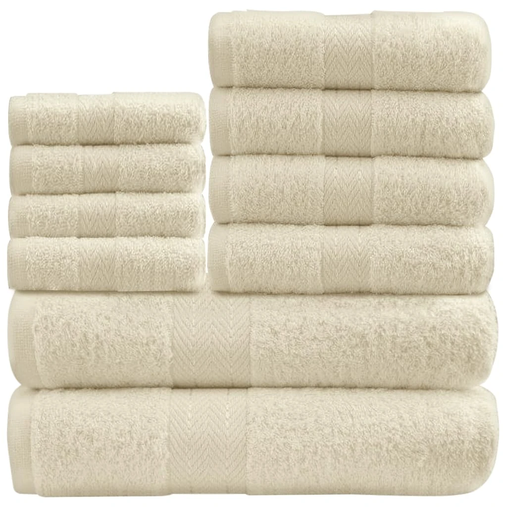 GC GAVENO CAVAILIA 10 Piece Towel Bale Set | Quick Drying Cotton Towel Highly Absorbent 450 GSM Cream Towels Set | Bathroom Towels Bale Set 4x Face 4x Hand 2x Bath Towels