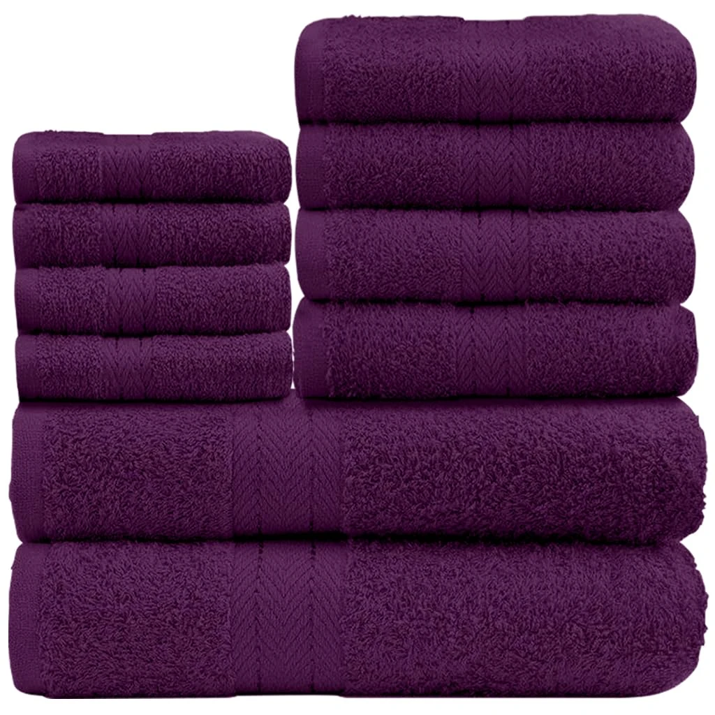 GC GAVENO CAVAILIA 10 Piece Towel Bale Set | Quick Drying Cotton Towel Highly Absorbent 450 GSM Purple Towels Set | Bathroom Towels Bale Set 4x Face 4x Hand 2x Bath Towels