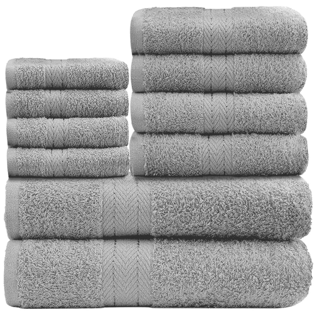 GC GAVENO CAVAILIA 10 Piece Towel Bale Set | Quick Drying Cotton Towel Highly Absorbent 450 GSM Silver Towels Set | Bathroom Towels Bale Set 4x Face 4x Hand 2x Bath Towels