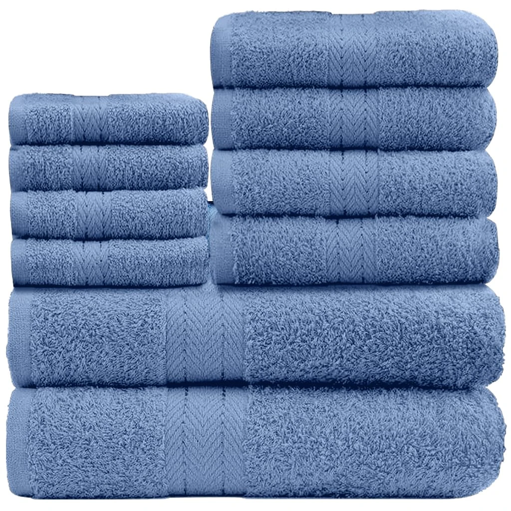GC GAVENO CAVAILIA 10 Piece Towel Bale Set | Quick Drying Cotton Towel Highly Absorbent 450 GSM Blue Towels Set | Bathroom Towels Bale Set 4x Face 4x Hand 2x Bath Towels