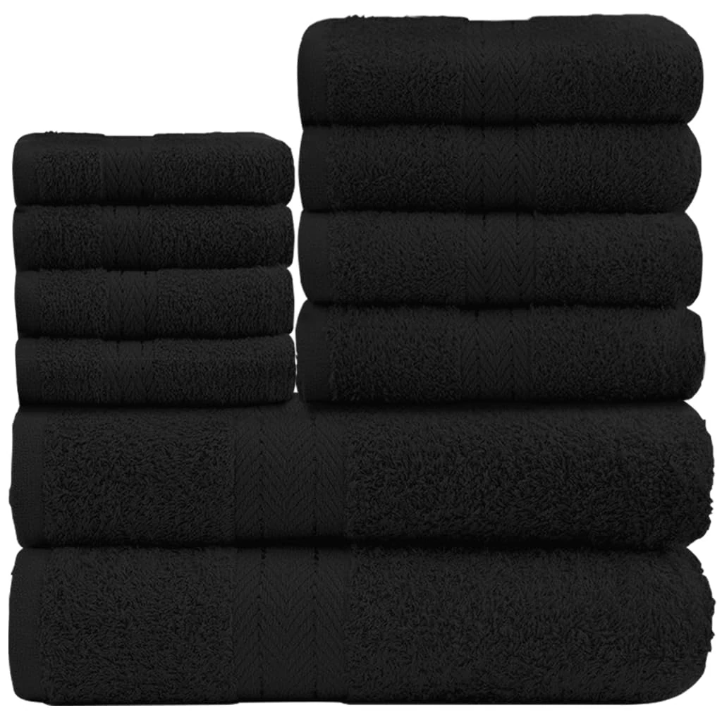 GC GAVENO CAVAILIA 10 Piece Towel Bale Set | Quick Drying Cotton Towel Highly Absorbent 450 GSM Black Towels Set | Bathroom Towels Bale Set 4x Face 4x Hand 2x Bath Towels