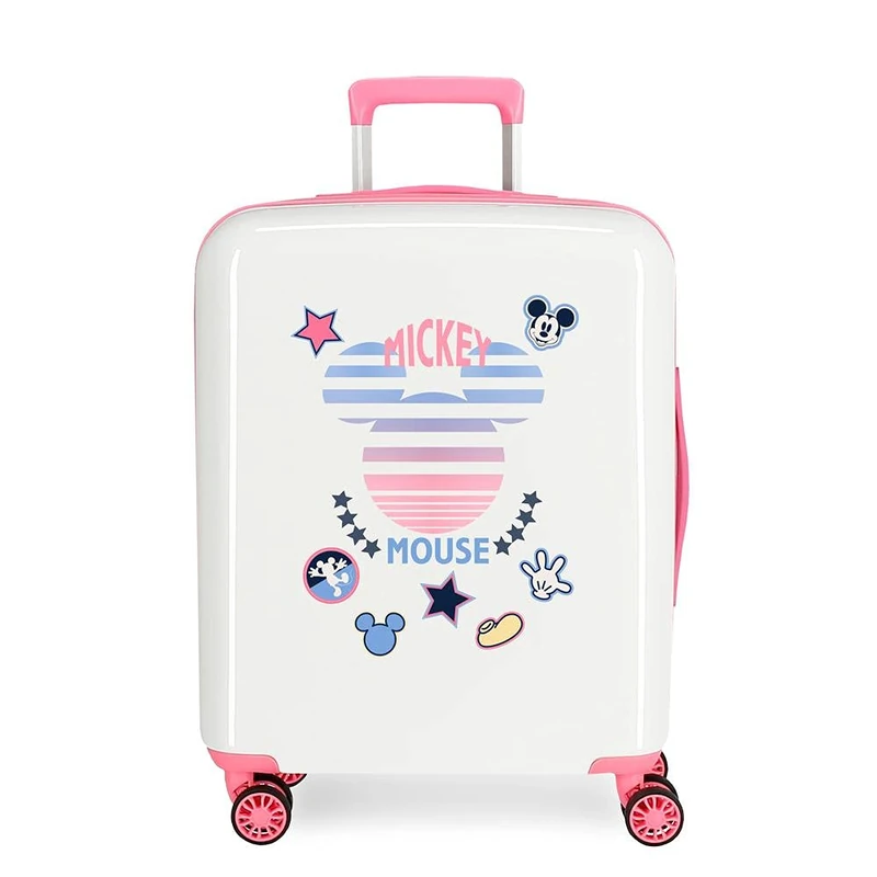 Disney Mickey Denim Luggage- Carry-On Luggage, 40x55x20 cms, Blanco