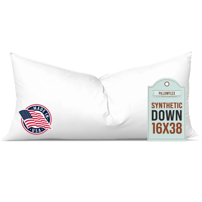 Pillowflex Synthetic Down Alternative Pillow Inserts for Shams (16 Inch by 38 Inch)