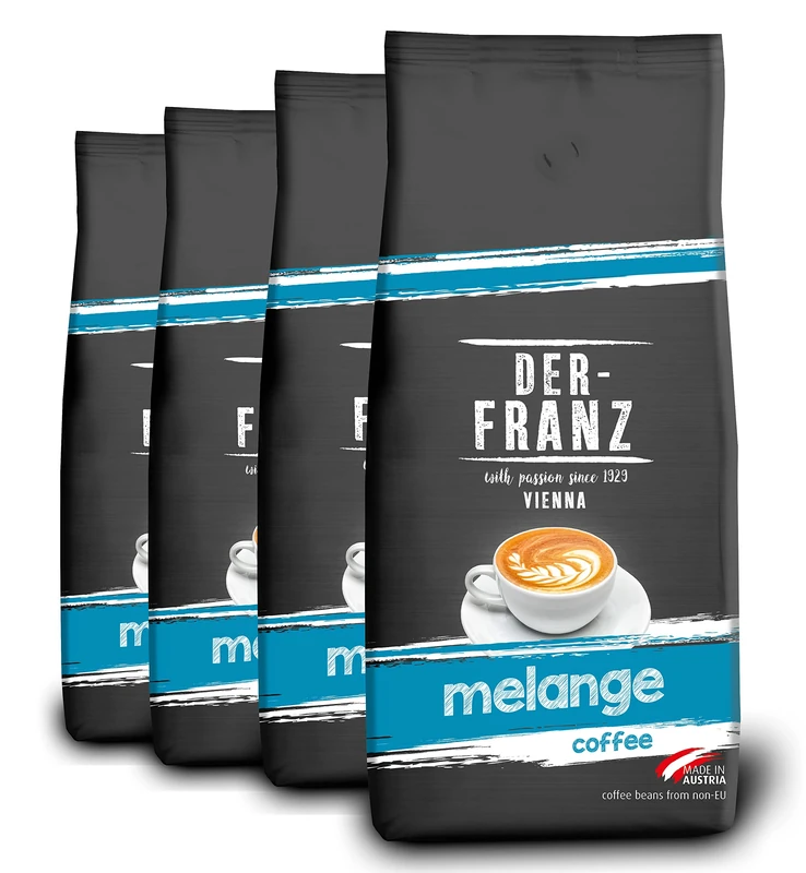 Der-Franz Melange Coffee, whole bean, 4 x 1000 g