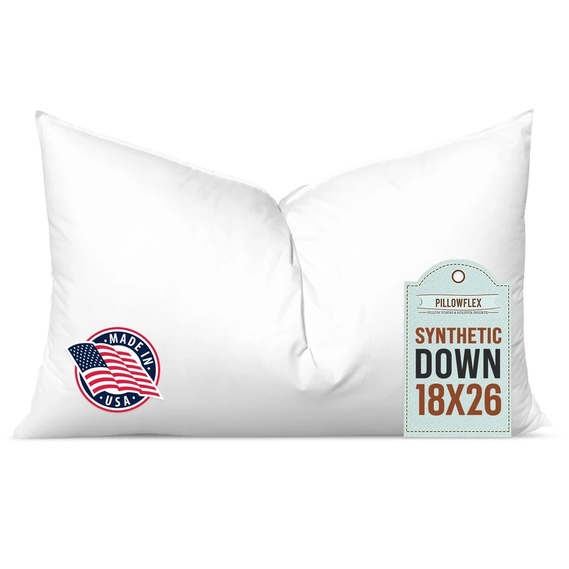 Pillowflex Synthetic Down Alternative Pillow Inserts for Shams (18 Inch by 26 Inch)