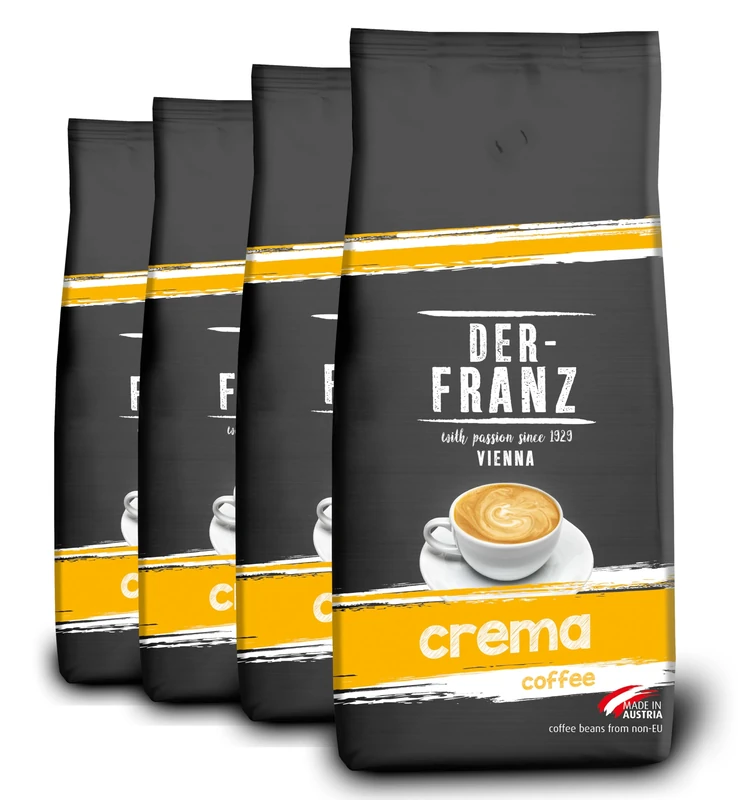 Der-Franz Crema Coffee, whole bean, 4 x 1000 g