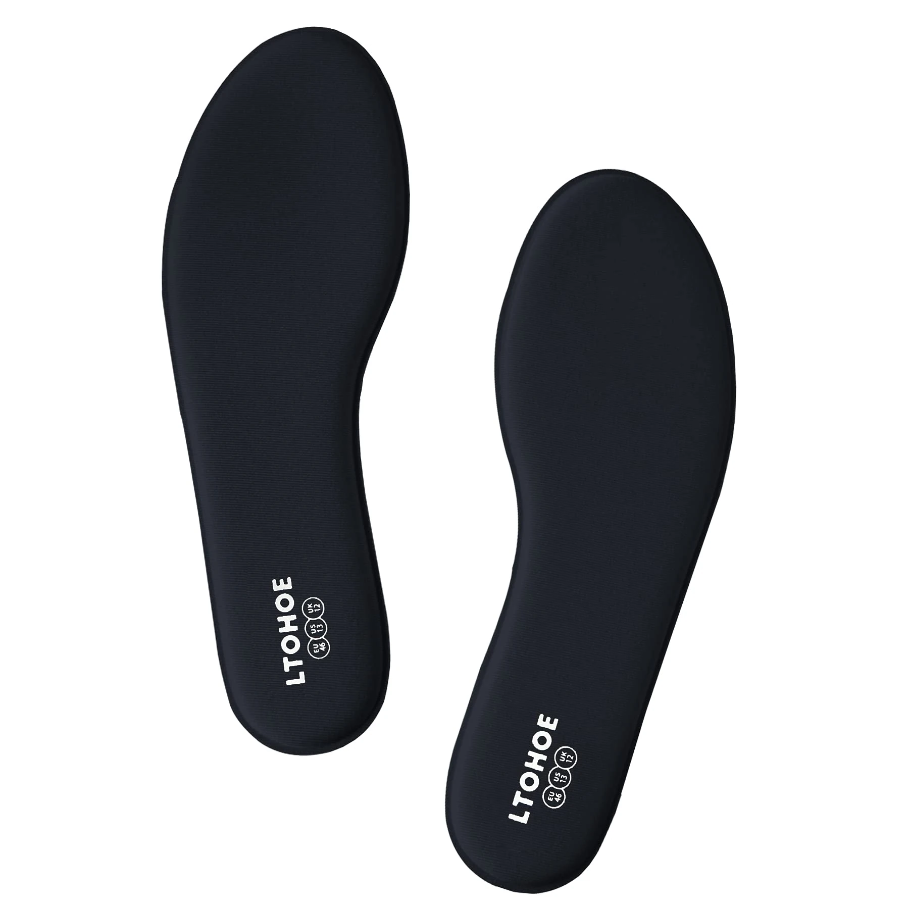 Memory Foam Insoles for Men and Women, Cushioned Shoe Insoles for Running Shoes, Trainers, Work Boots and Walking Shoes, Shock Absorbing Foot Pain Relief Comfort Inner Soles 8mm Men Black 7 UK