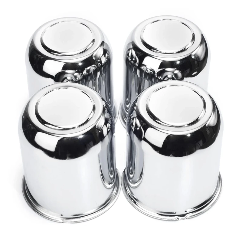 RTRHINOTUNING 4PCS 3.74inch Push Through Wheel Center Caps Chrome Silver for Truck Wheels Rim Trailer