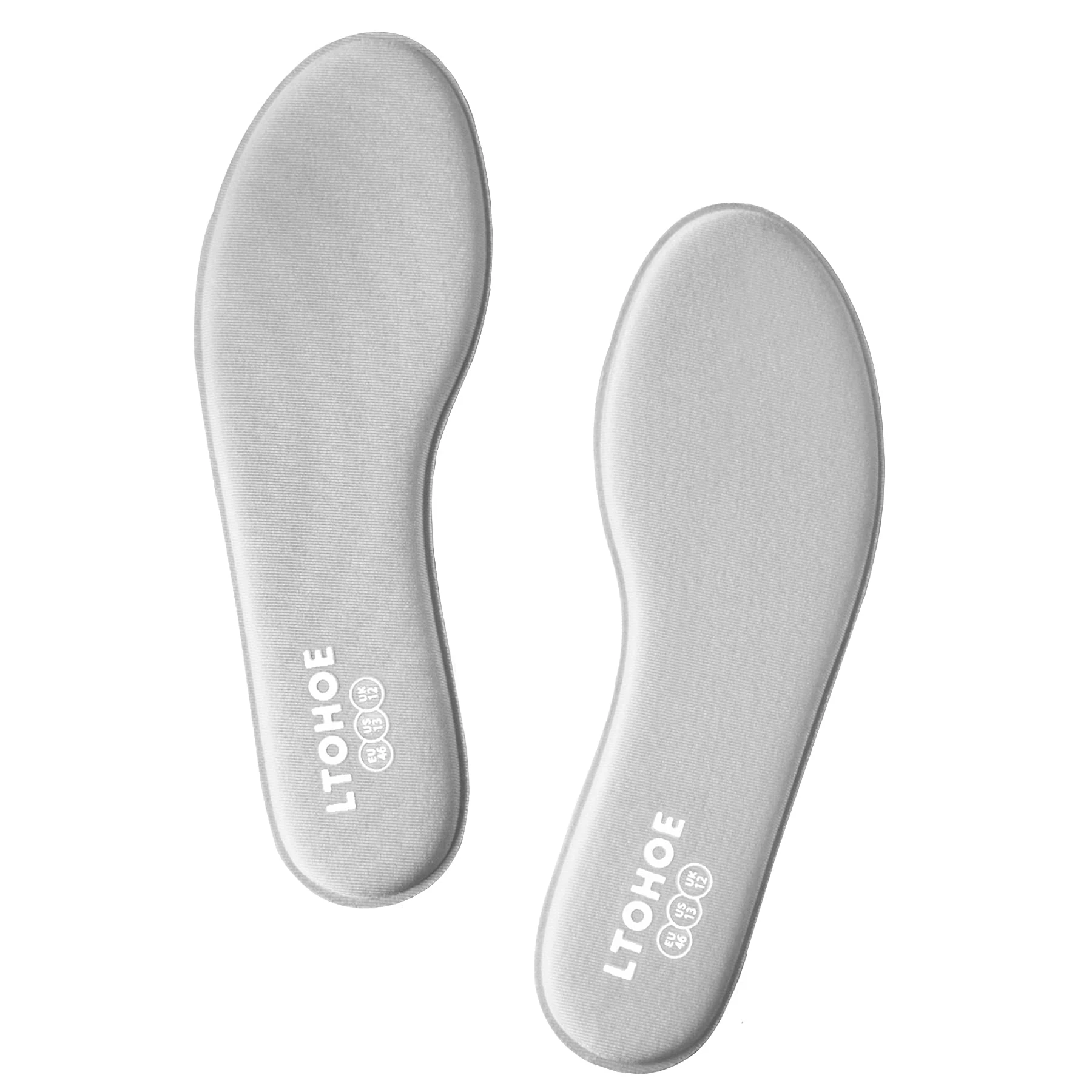 Memory Foam Insoles for Men and Women, Cushioned Inner Soles for Running, Trainers, Work Boots and Walking Shoes, Shock Absorbing Foot Pain Relief Comfort 8mm Grey 7 UK