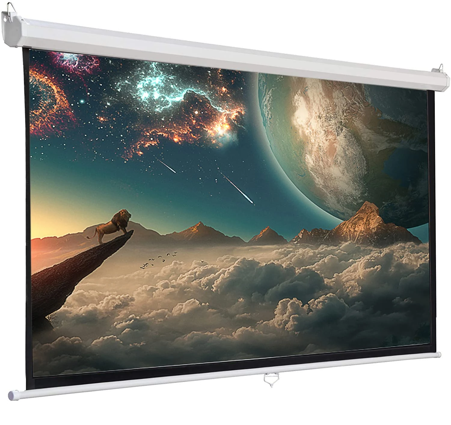 INMOZATA Pull Down Projector Screen, 60" Wall & Ceiling Mounted HD Projection Screen with 4:3 Ratio Matte White Screen for Home School Cinema Theater Outdoor Indoor Public Display (Size:116x87cm)