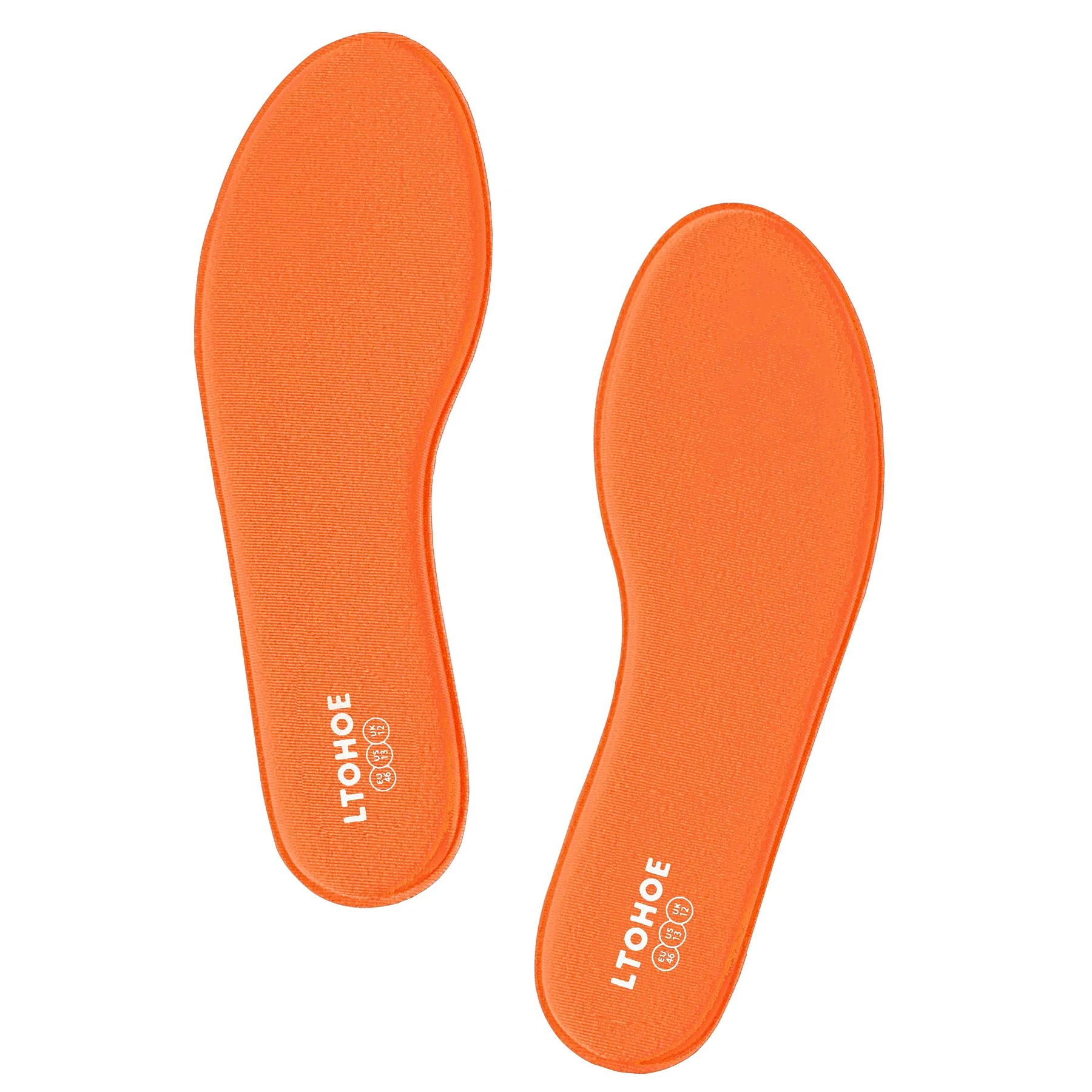 Memory Foam Insoles for Men and Women, Cushioned Shoe Insoles for Running Shoes, Trainers, Work Boots and Walking Shoes, Shock Absorbing Foot Pain Relief Comfort Inner Soles 8mm Men Orange 7 UK