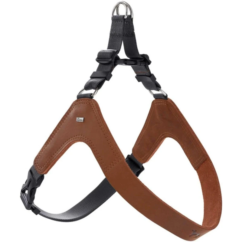 HUNTER Dimaro Dog Harness, Colour: Cognac, Soft & Robust Cowhide Leather, Excellent Fit, Easy to Fit, Fully Adjustable, Ideal for Puppies and Head-shy Dogs, Size: M