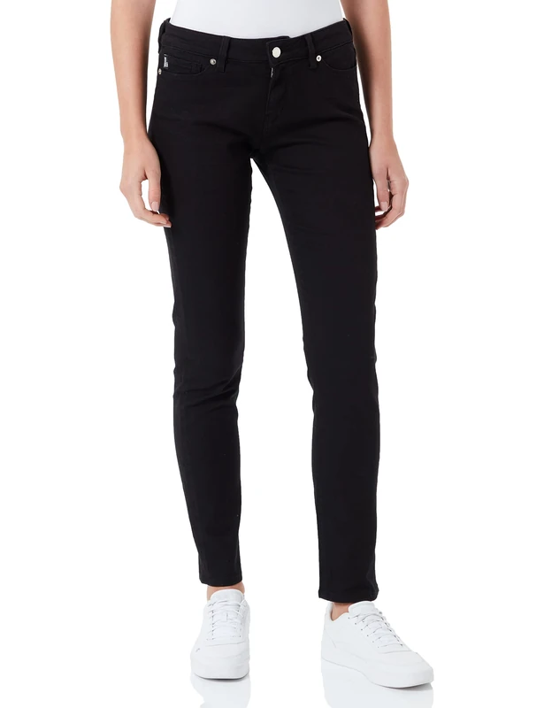 Love Moschino Women's Garment Dyed Skinny 5 Pocket Trousers Casual Pants, Black, 28