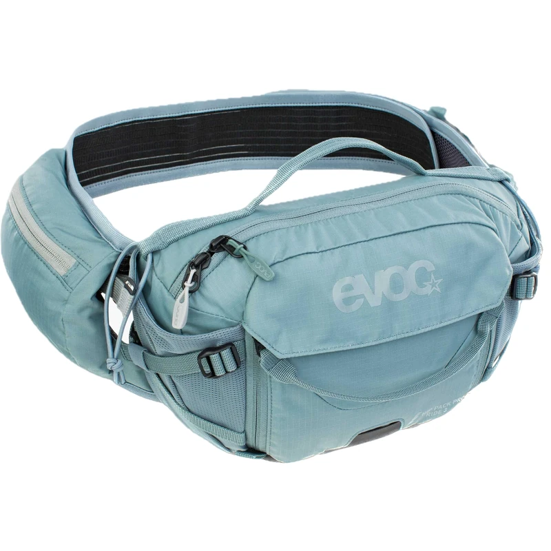 EVOC Hip Pack PRO E-Ride 3 Waist Bag for e-Bike Tours & Trails (3L Capacity, Airflow Contact System, AIRO Flex Hip Belt, Venti Flap System, Bottle cage), Steel Grey