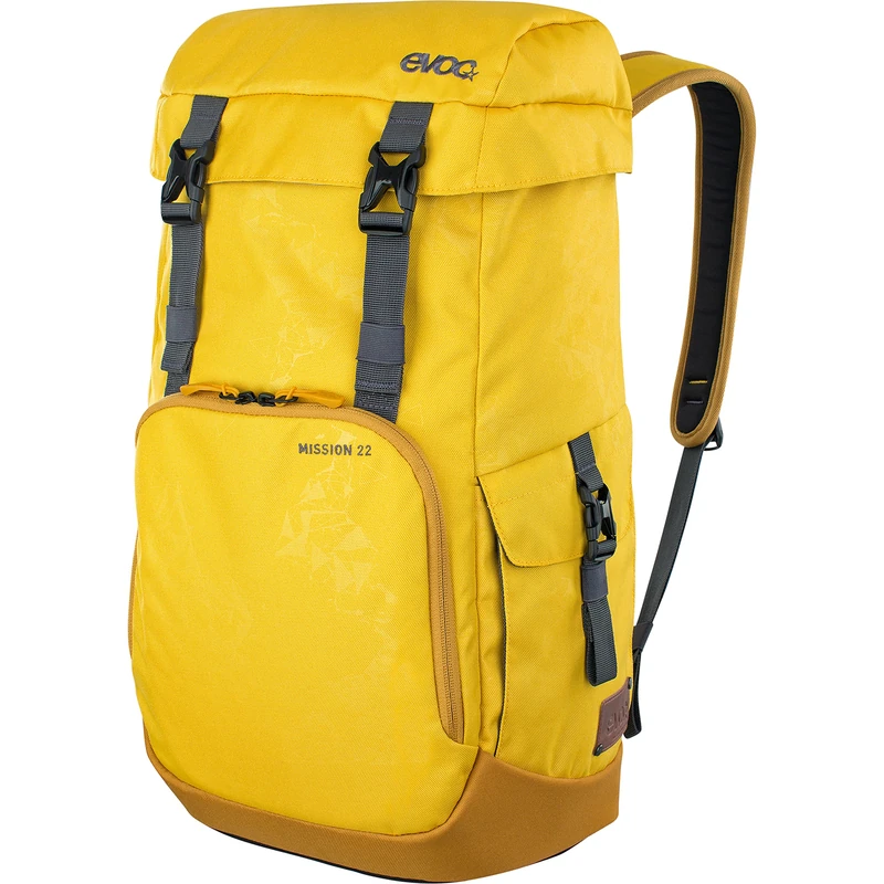 EVOC MISSION 22l travel backpack, Top loader rucksack for everyday use (Volume: 22 l, organiser compartments, padded laptop and tablet compartment), Curry Yellow