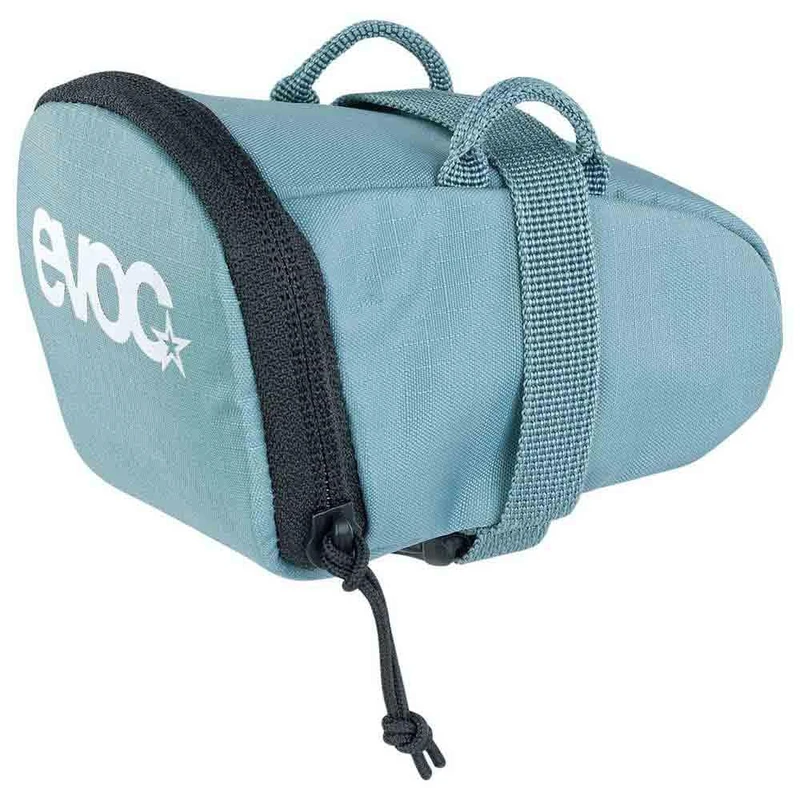 EVOC SEAT Bag Saddle Bag for Compact Storage Under The seat (0.3l Capacity, Extremely Light, Quick Assembly Thanks to Buckles, Reflective Logo, Size S), Steel Grey