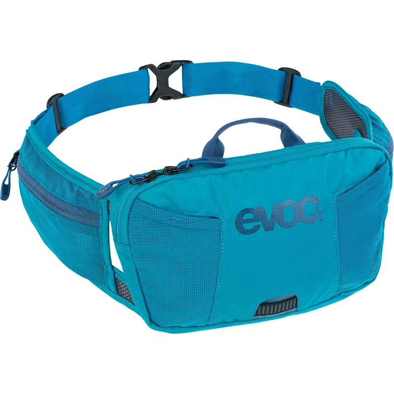 EVOC Hip Pouch 1 Hip Bag, Fanny Pack, Hip Pouch for Bike Tours & Trails (1 l Capacity, AIR PAD System for Optimal Wearing Comfort, 2 Hip Belt Pockets, 2 Additional Pockets), Ocean Blue