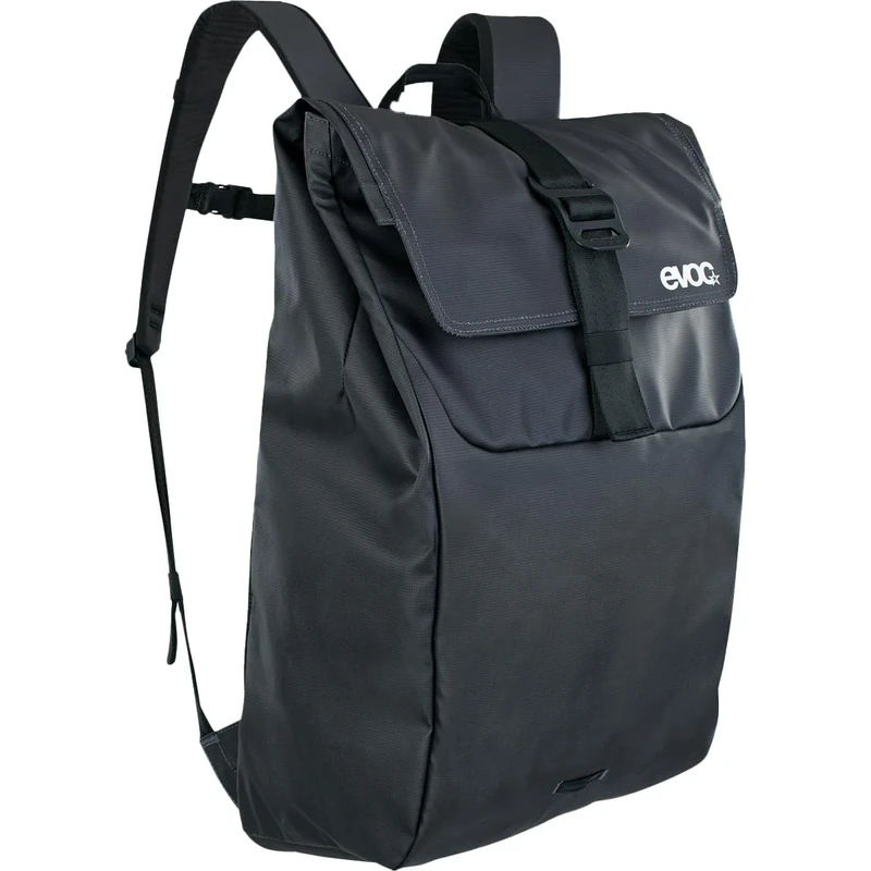 EVOC DUFFLE BACKPACK 16 Backpack for everyday and on the go (waterproof, 100% PVC-free, lid with aluminium hook closure, side compartment for laptop, detachable chest strap), Carbon Grey