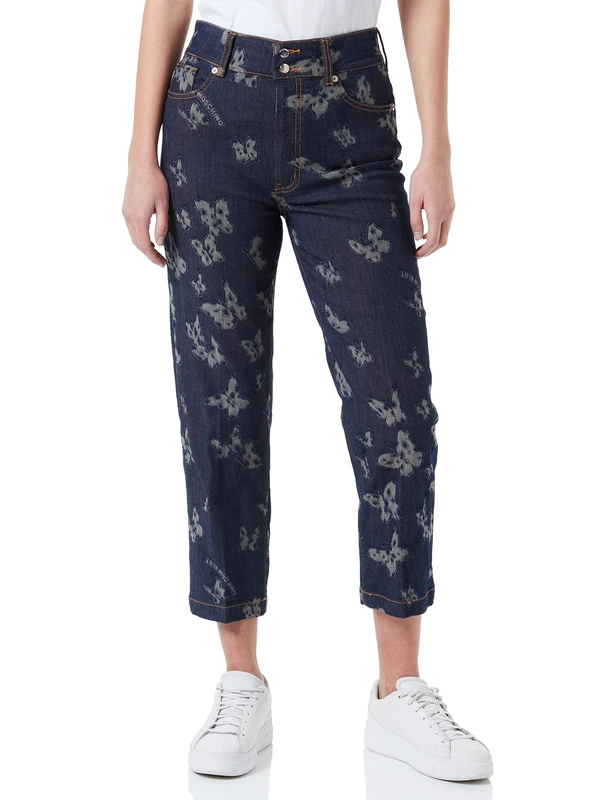 Love Moschino Women's 5 Pockets Regular fit high Waist Casual Pants, ENZIMIX15ADRITT, 26