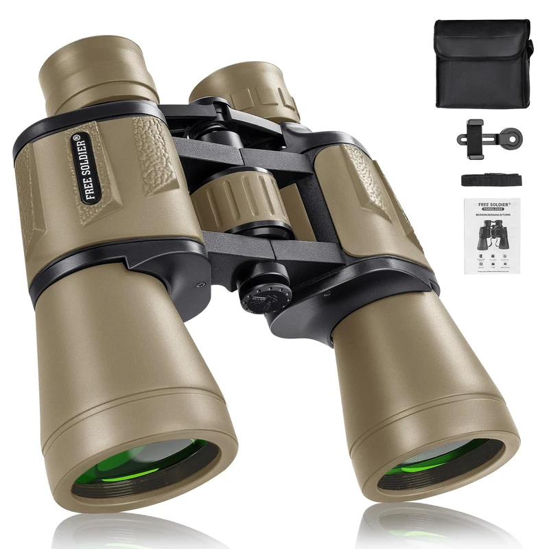 20x50 Military Binoculars for Adults with Smartphone Adapter - Compact Waterproof Tactical Binoculars for Bird Watching Hunting Hiking Concert Travel Theater with BAK4 Prism FMC Lens, Mud