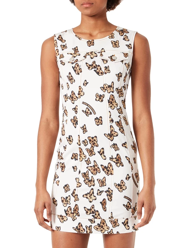 Love Moschino Women's 5 Pockets Construction Tube Dress, FARFALL.FO.BCO, 38