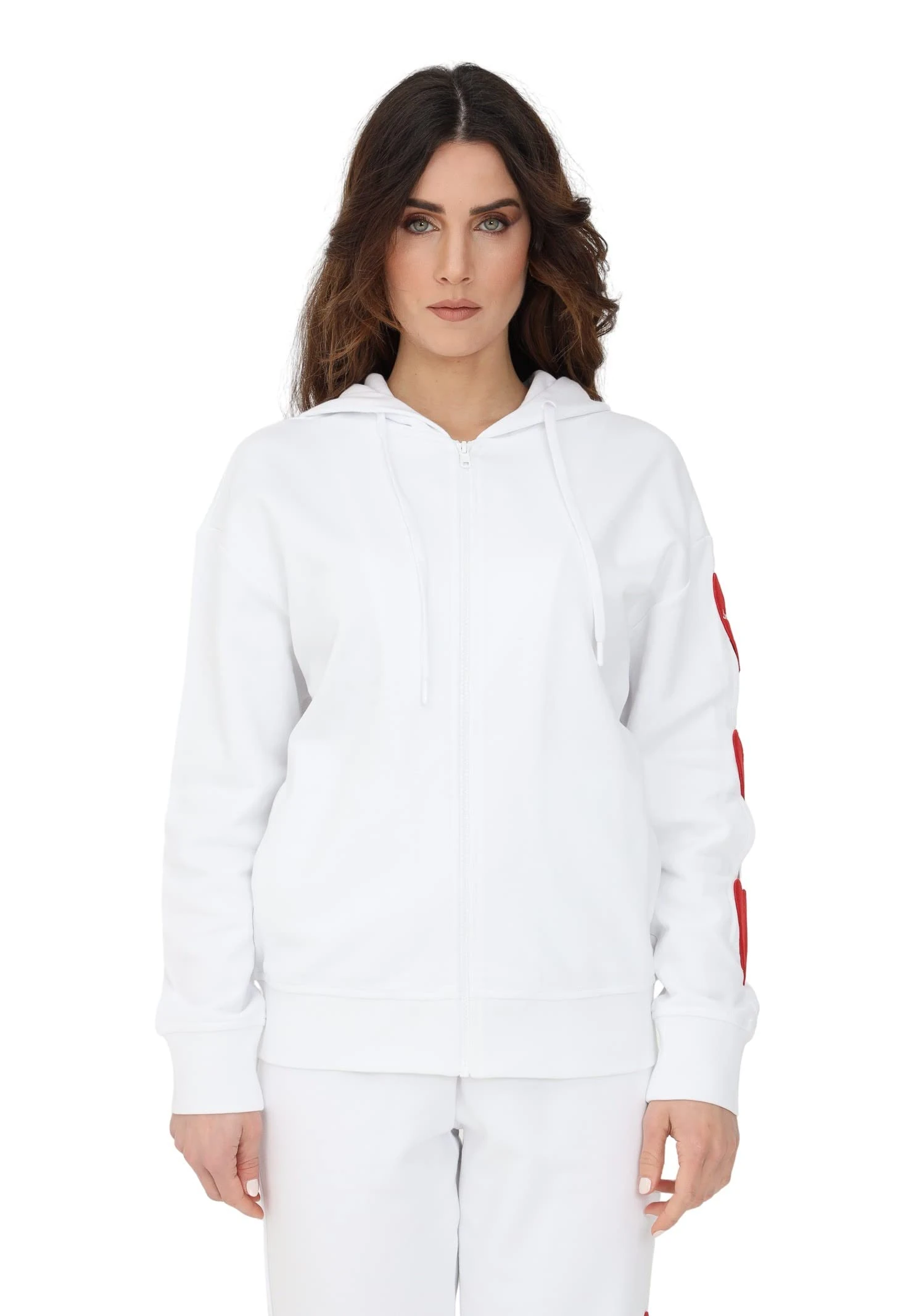 Love Moschino Women's Zippered Regular fit Sweatshirt Jacket, Optical White, 38