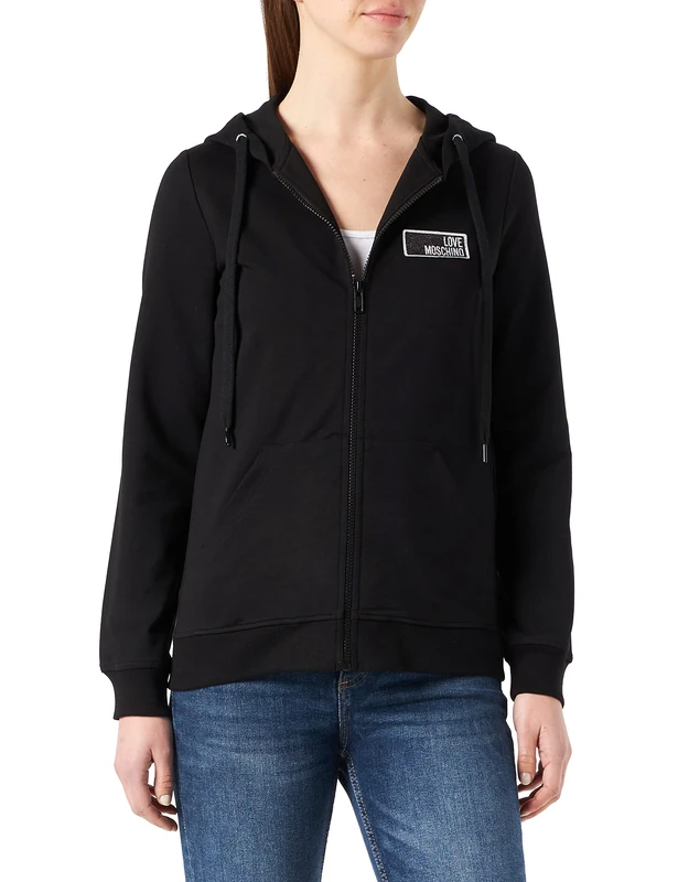 Love Moschino Women's Sweatshirt Coat Jacket, Black, 38