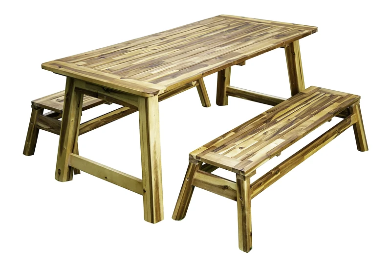 SPARK & WOW Picnic bench for children | table & 2 benches | perfect height for children | acacia wood | picnic table