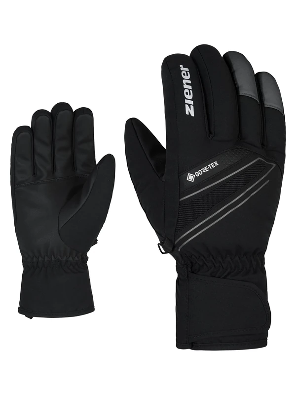Ziener Gunar Men's Ski Gloves/Winter Sports Waterproof Breathable Warm Gore-Tex Black Magnet 8.5