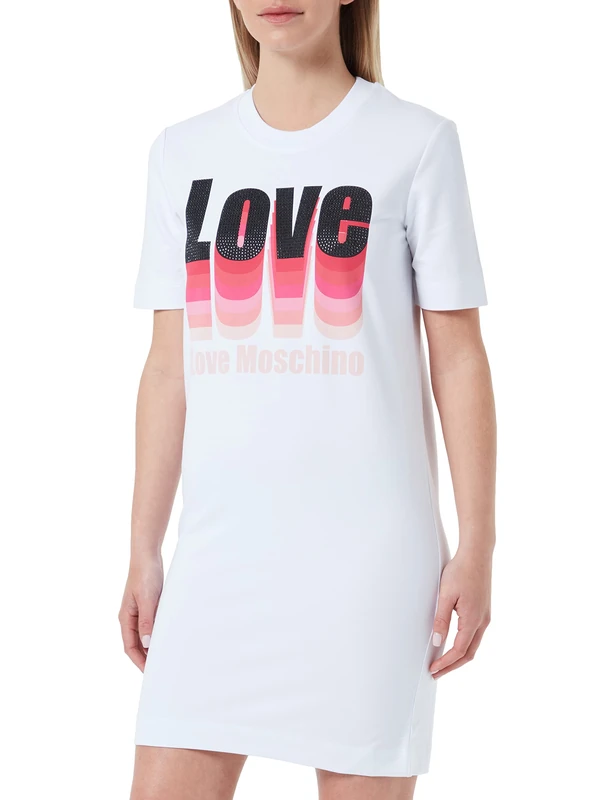 Love Moschino Women's T Shape Dress, Optical White, 44