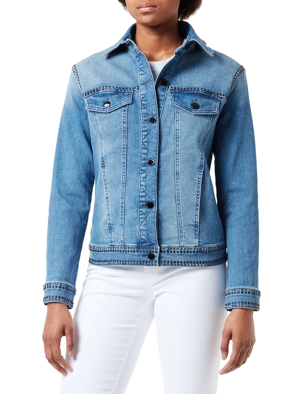 Love Moschino Women's Denim Jakcet with Studs Jacket, 44
