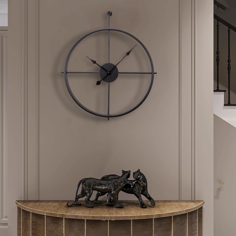 Eruner 24 Inch Black Slient Wall Clock Battery Operated, Large Non-Ticking Modern Wall Clock for Living Room Bedroom Kitchen Bathroom Office Home Farmhouse Decor