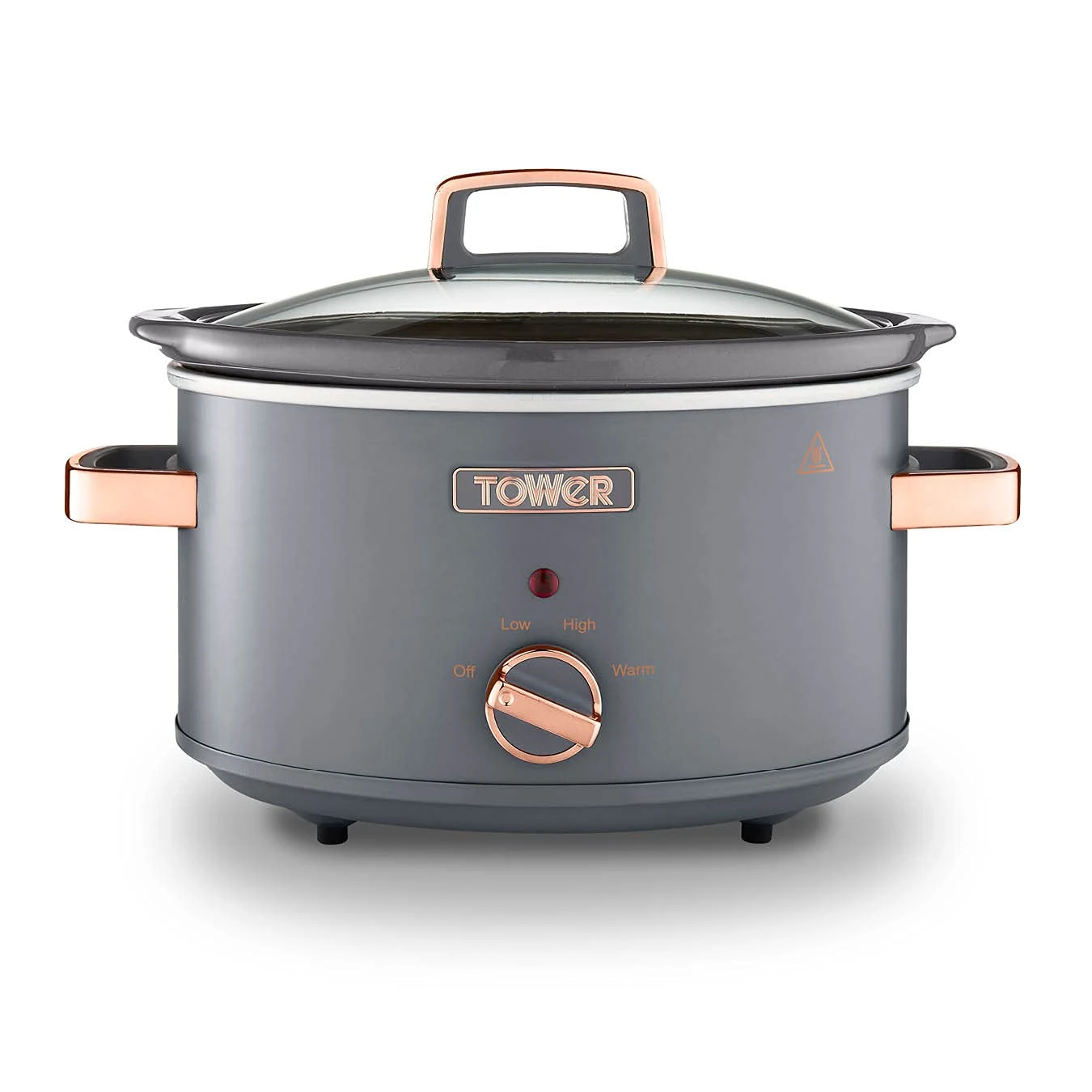 Tower T16042GRY Cavaletto 3.5 Litre Slow Cooker with 3 Heat Settings, Removable Pot and Cool Touch Handles, Grey and Rose Gold