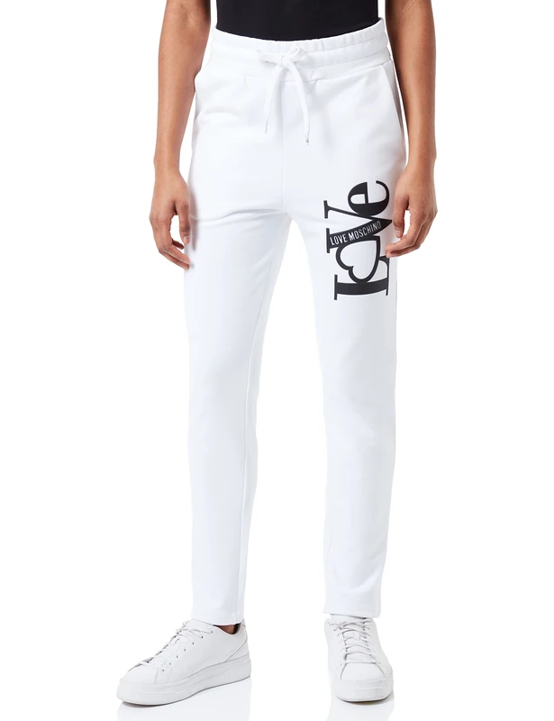 Love Moschino Women's Loose fit Jogger Casual Pants, Optical White, 42