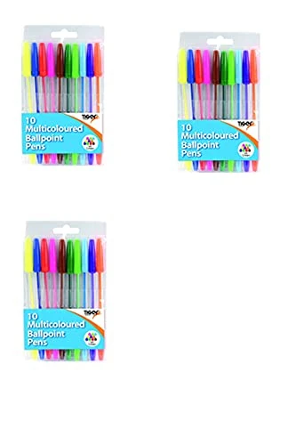 FINCHLEY 3X Ballpoint Pens 10 Multicoloured (Pack of 12) 302256 PEN FREE