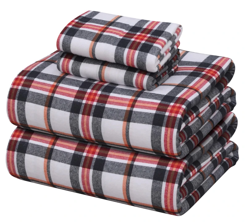 ZOYER Flannel Sheets Full Size - 100% Cotton Double Brushed Bed Sheets Set, Deep Pockets 16 Inches, All Seasons Breathable & Extra Soft Full Sheets, Warm & Cozy, 4 Piece, Classic